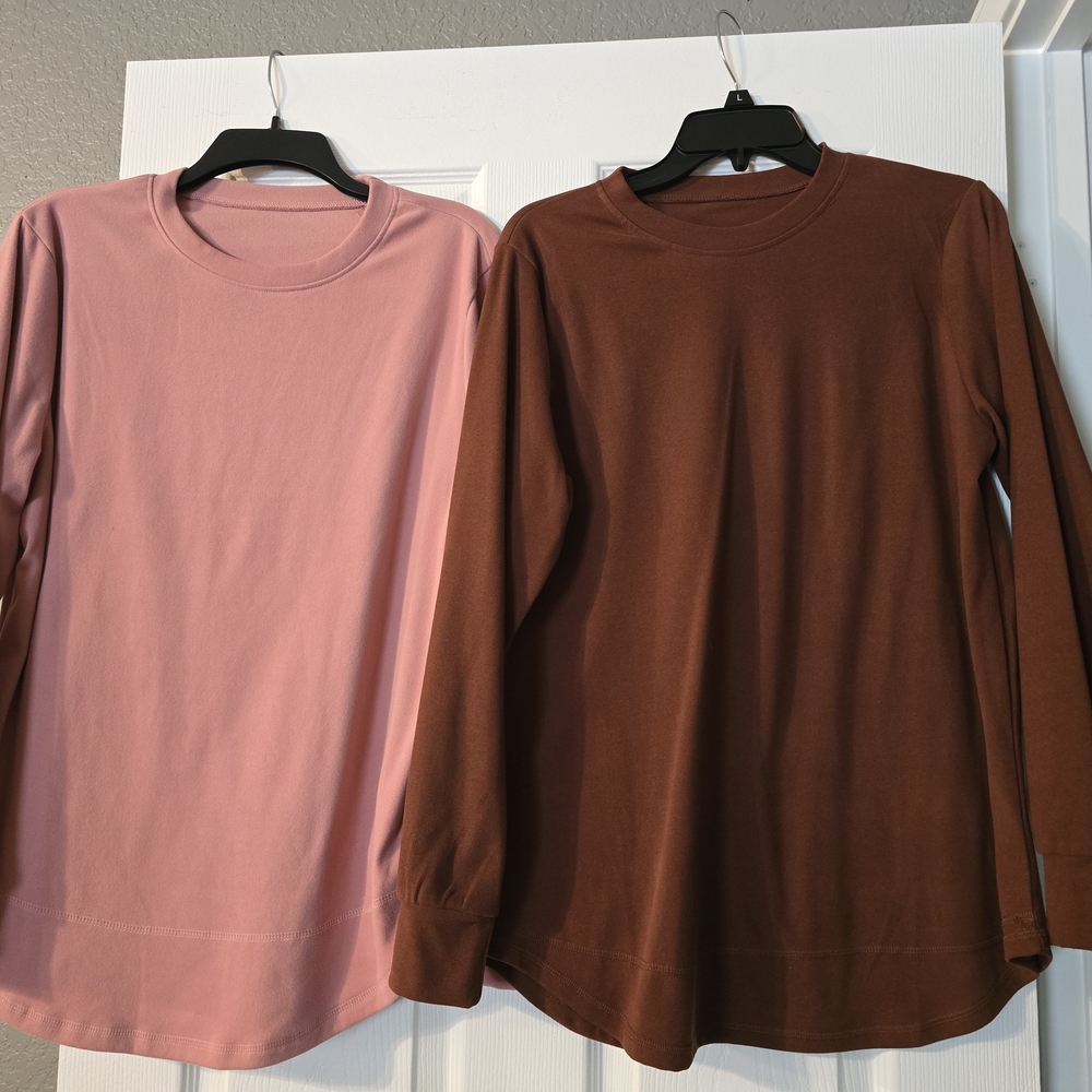 Pink and Brown Long Sleeve Shirts